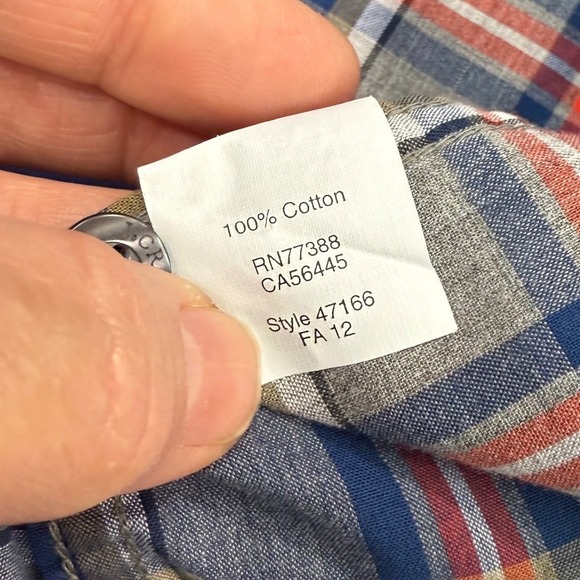 J Crew Tailored Plaid Button Down Shirt Mens Size XL Blue Cotton Long Sleeve - Picture 7 of 7